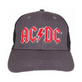 Charcoal Grey-Black-Red - Lifestyle - AC-DC Unisex Adult Two Tone Logo Baseball Cap
