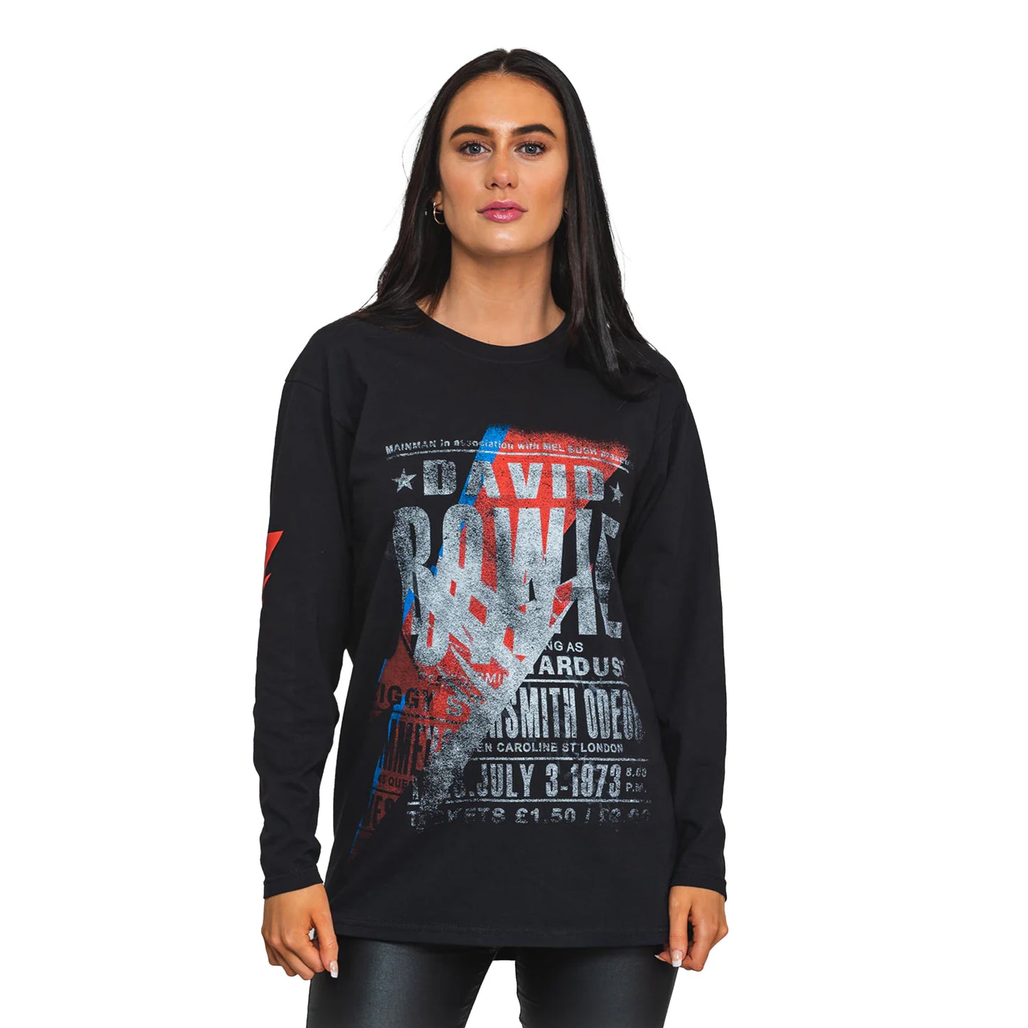 Black - Side - David Bowie Unisex Adult Hammersmith Odeon T-Shirt