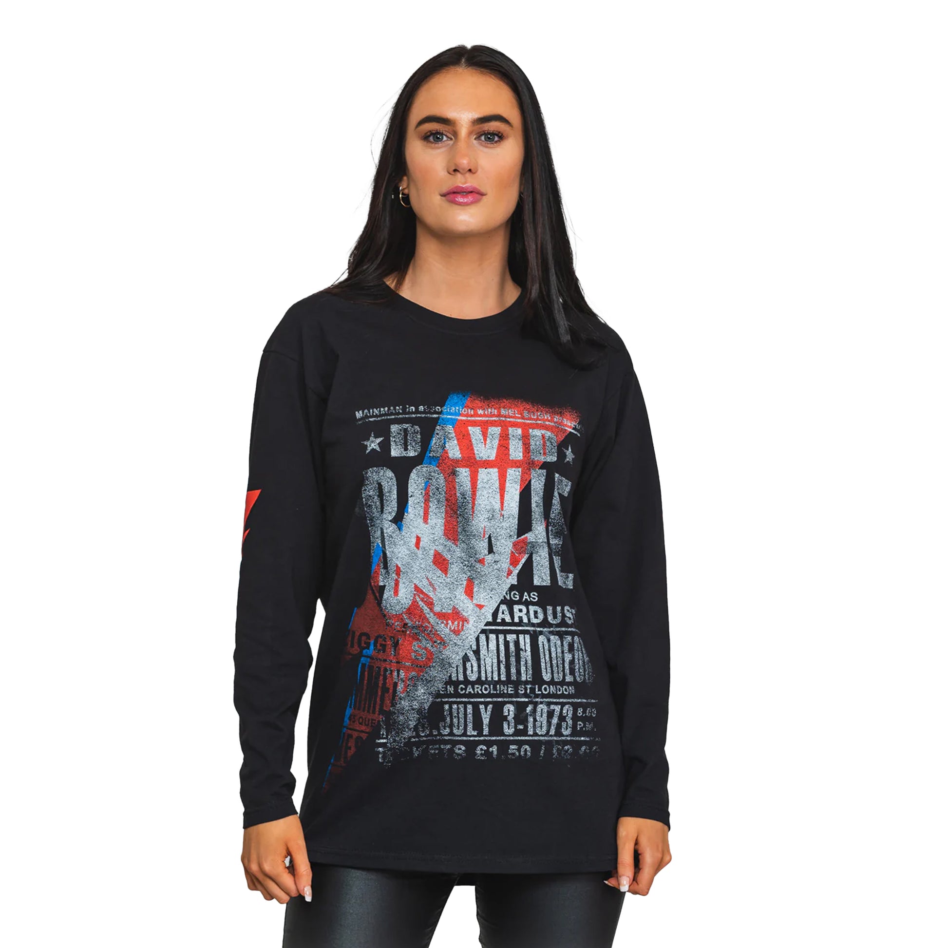 Black - Side - David Bowie Unisex Adult Hammersmith Odeon T-Shirt