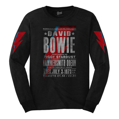 Black - Front - David Bowie Unisex Adult Hammersmith Odeon T-Shirt