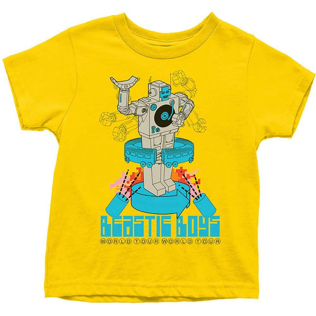 Yellow - Front - Beastie Boys Childrens-Kids Robot T-Shirt