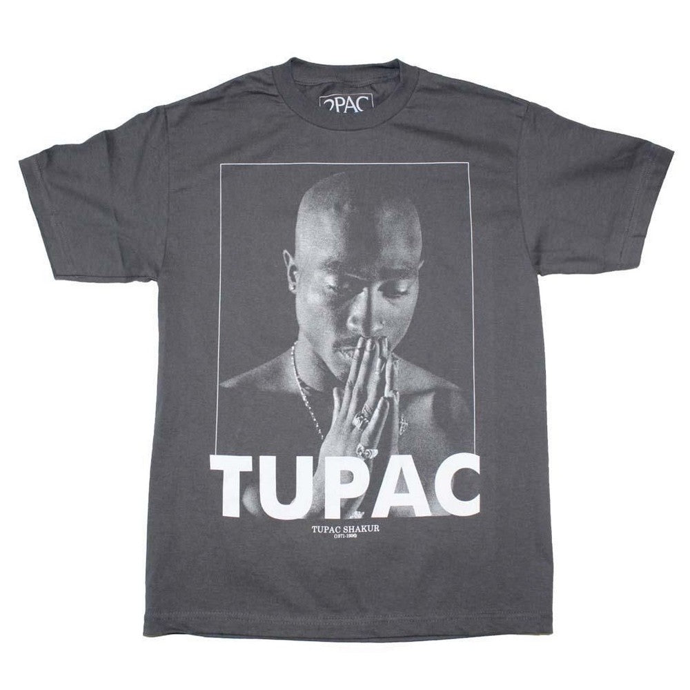Charcoal Grey - Front - Tupac Shakur Unisex Adult Praying Cotton T-Shirt
