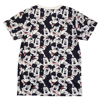 White-Black-Red - Back - Disney Unisex Adult Mickey Mouse All-Over Print T-Shirt