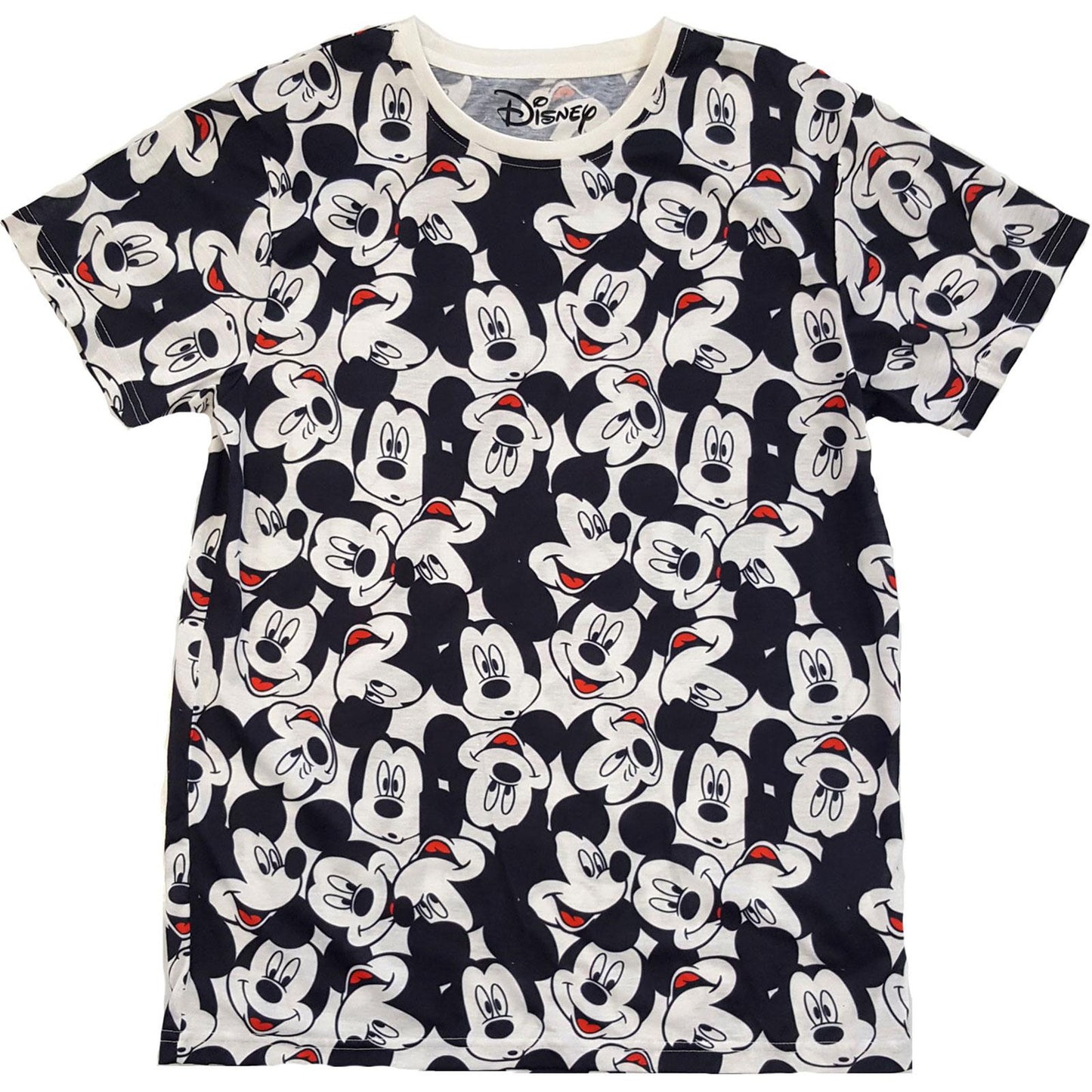 White-Black-Red - Front - Disney Unisex Adult Mickey Mouse All-Over Print T-Shirt