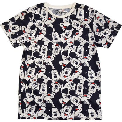 White-Black-Red - Front - Disney Unisex Adult Mickey Mouse All-Over Print T-Shirt