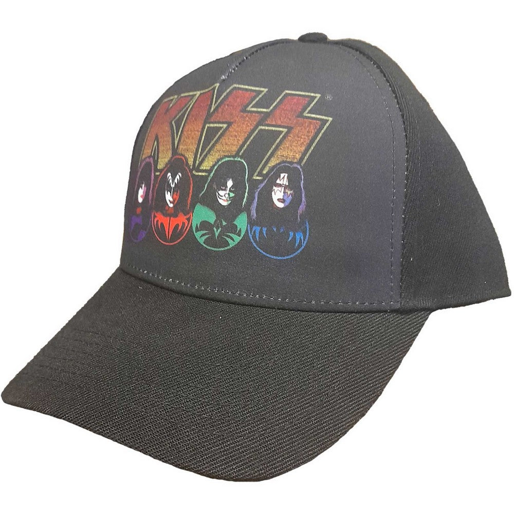 Black - Front - Kiss Unisex Adult Logo, Faces & Icons Baseball Cap