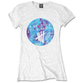 White-Blue - Front - 5 Seconds Of Summer Womens-Ladies Scribble Tie Dye T-Shirt
