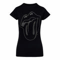 Black - Front - The Rolling Stones Womens-Ladies Tongue Diamante T-Shirt