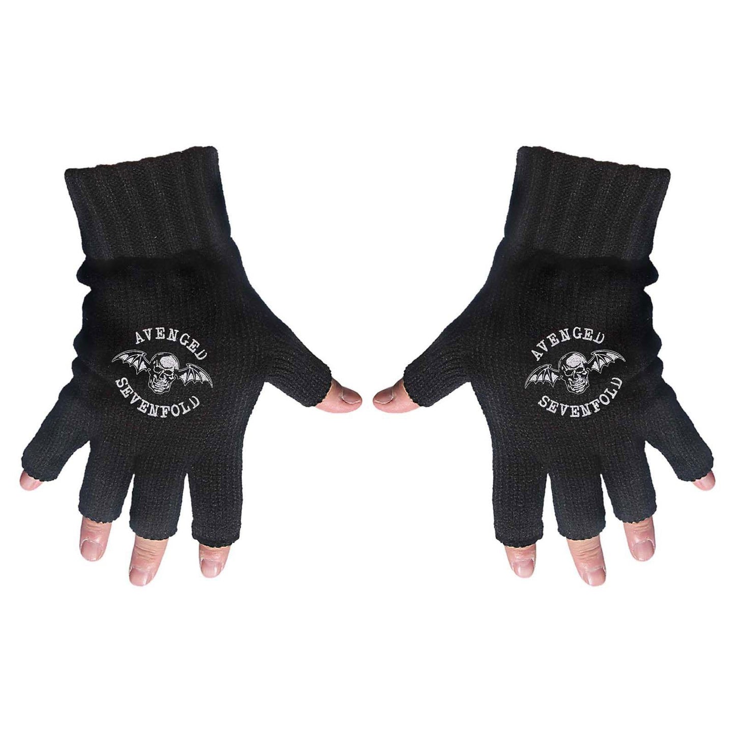Black - Front - Avenged Sevenfold Unisex Adult Logo Fingerless Gloves