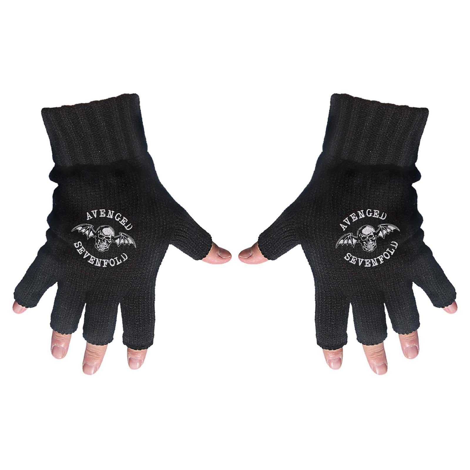 Black - Front - Avenged Sevenfold Unisex Adult Logo Fingerless Gloves