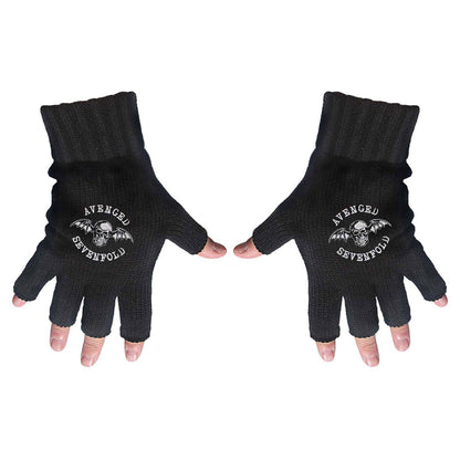 Black - Front - Avenged Sevenfold Unisex Adult Logo Fingerless Gloves