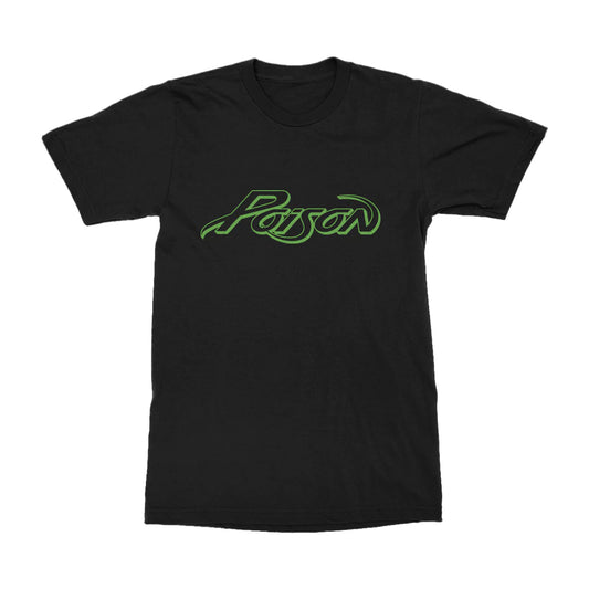 Black - Front - Poison Unisex Adult Vintage Logo T-Shirt