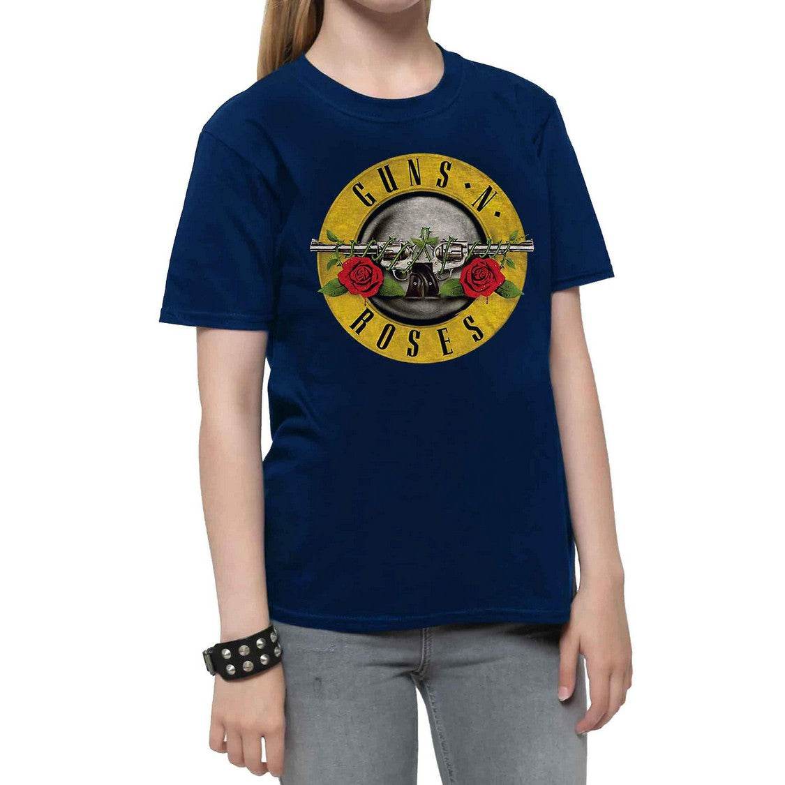 Navy Blue - Front - Guns N Roses Childrens-Kids Classic Logo T-Shirt