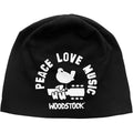 Black - Front - Woodstock Unisex Adult Peace - Love - Music Beanie