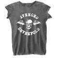 Charcoal Grey - Front - Avenged Sevenfold Womens-Ladies Deathbat Burnout T-Shirt