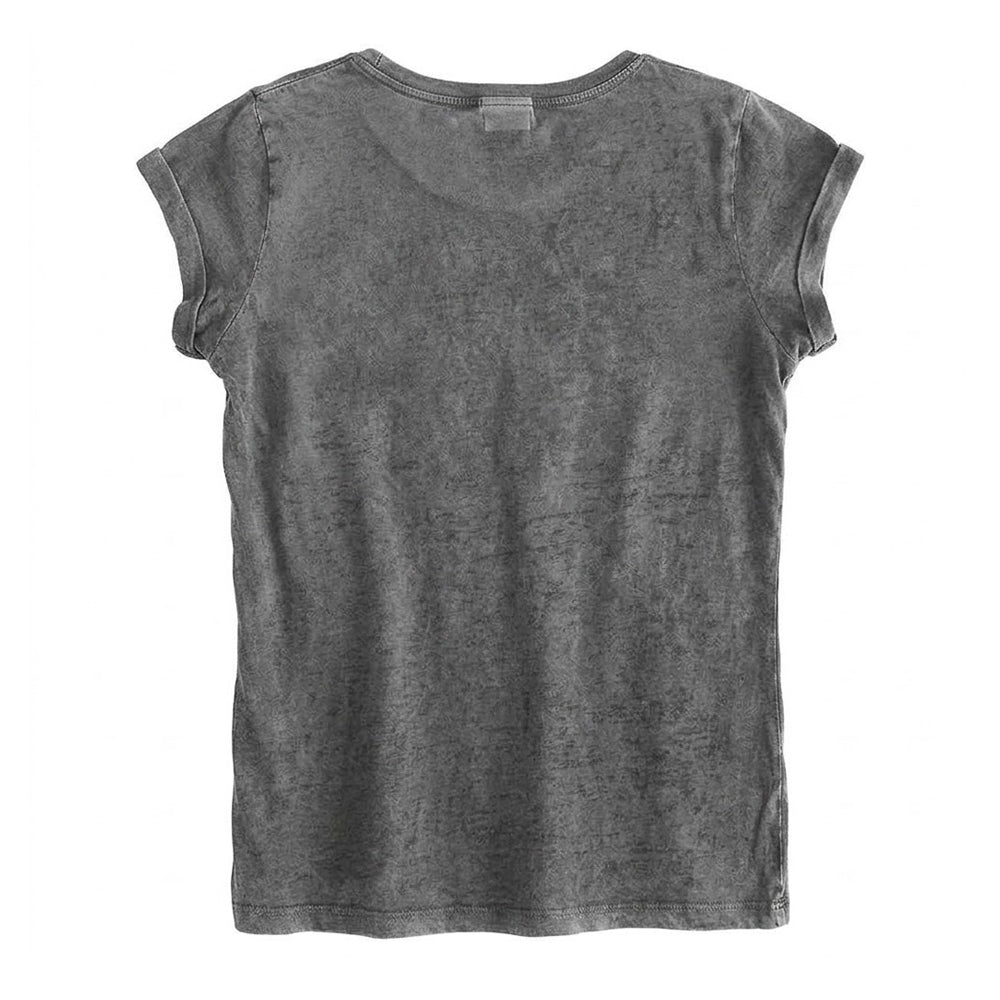 Charcoal Grey - Back - Run DMC Womens-Ladies Burnout Logo T-Shirt