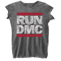 Charcoal Grey - Front - Run DMC Womens-Ladies Burnout Logo T-Shirt
