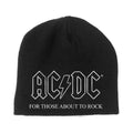 Black-White - Front - AC-DC Unisex Adult For Those About To Rock Back Print Beanie