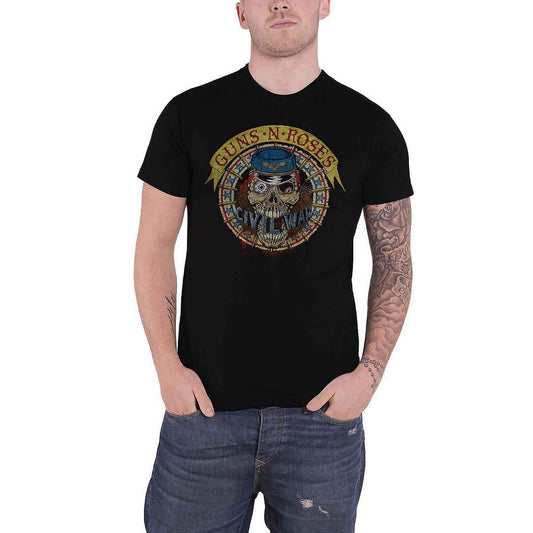 Black - Front - Guns N Roses Unisex Adult Skull Circle Back Print T-Shirt