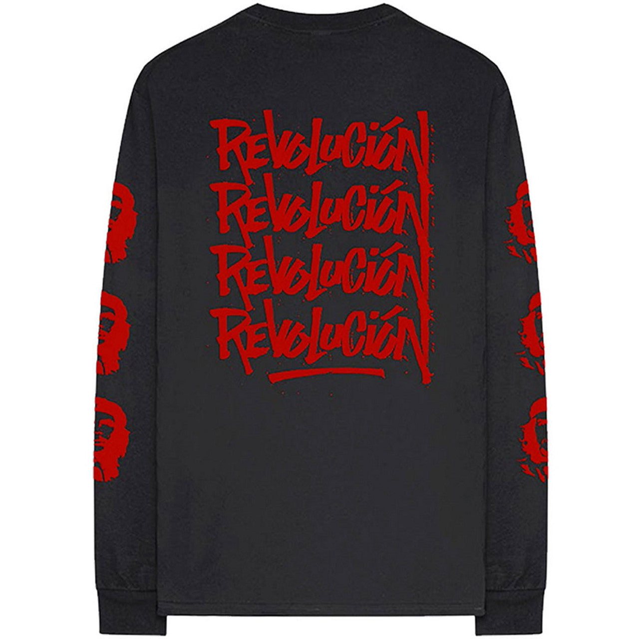 Black - Back - Che Guevara Unisex Adult Revolution Long-Sleeved T-Shirt