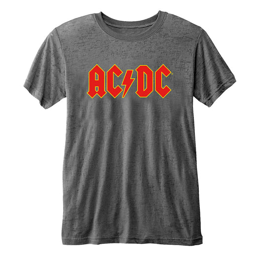 Charcoal Grey - Front - AC-DC Unisex Adult Burnout Logo T-Shirt