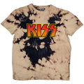 Tan-Black - Front - Kiss Unisex Adult Tie Dye Logo T-Shirt