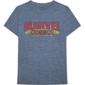 Blue - Front - Marvel Comics Unisex Adult Distressed Logo Cotton T-Shirt