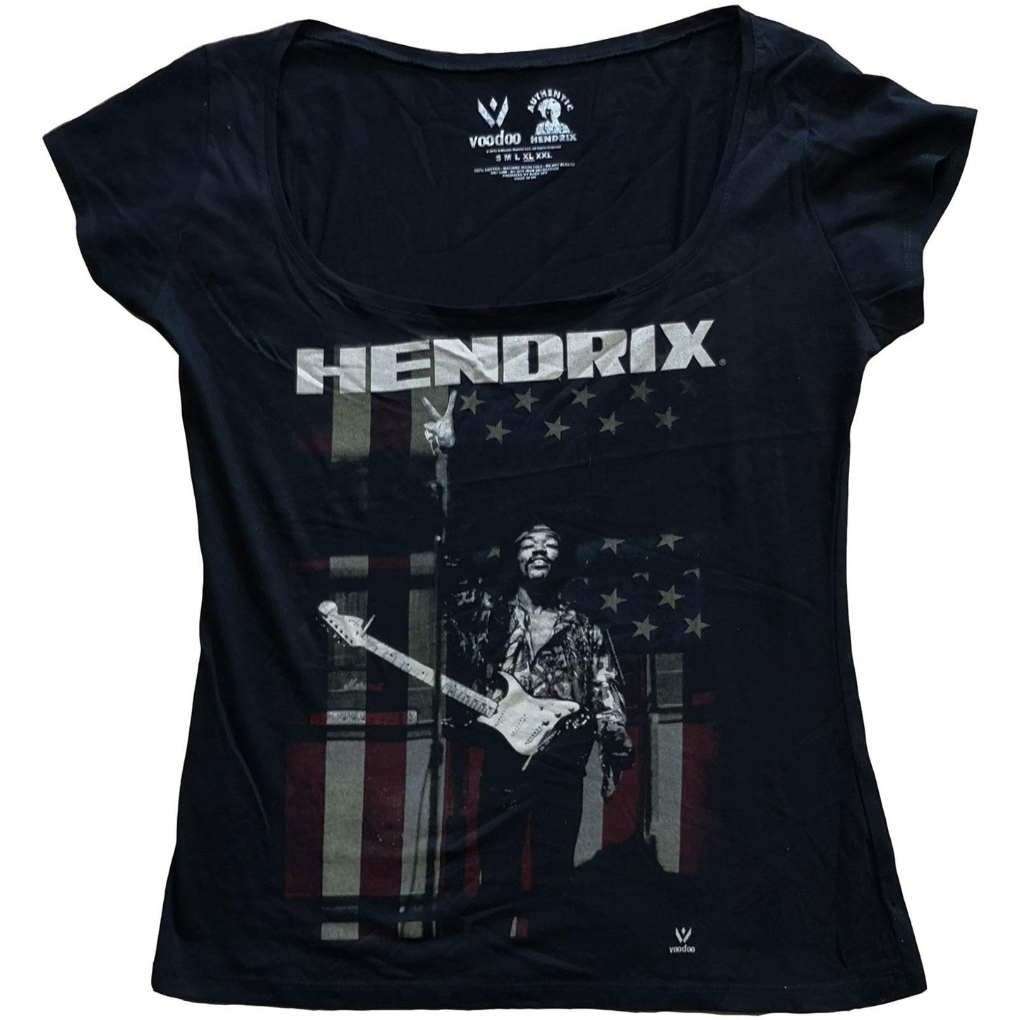 Black - Front - Jimi Hendrix Womens-Ladies Peace Flag Cotton T-Shirt
