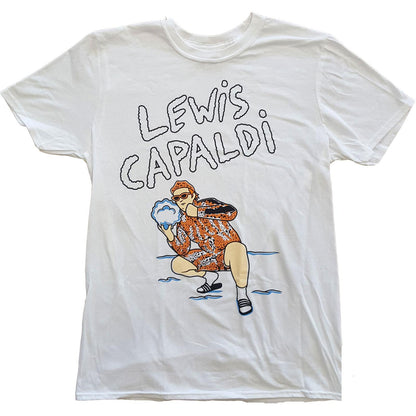 White - Front - Lewis Capaldi Unisex Adult Snow Leopard Cotton T-Shirt