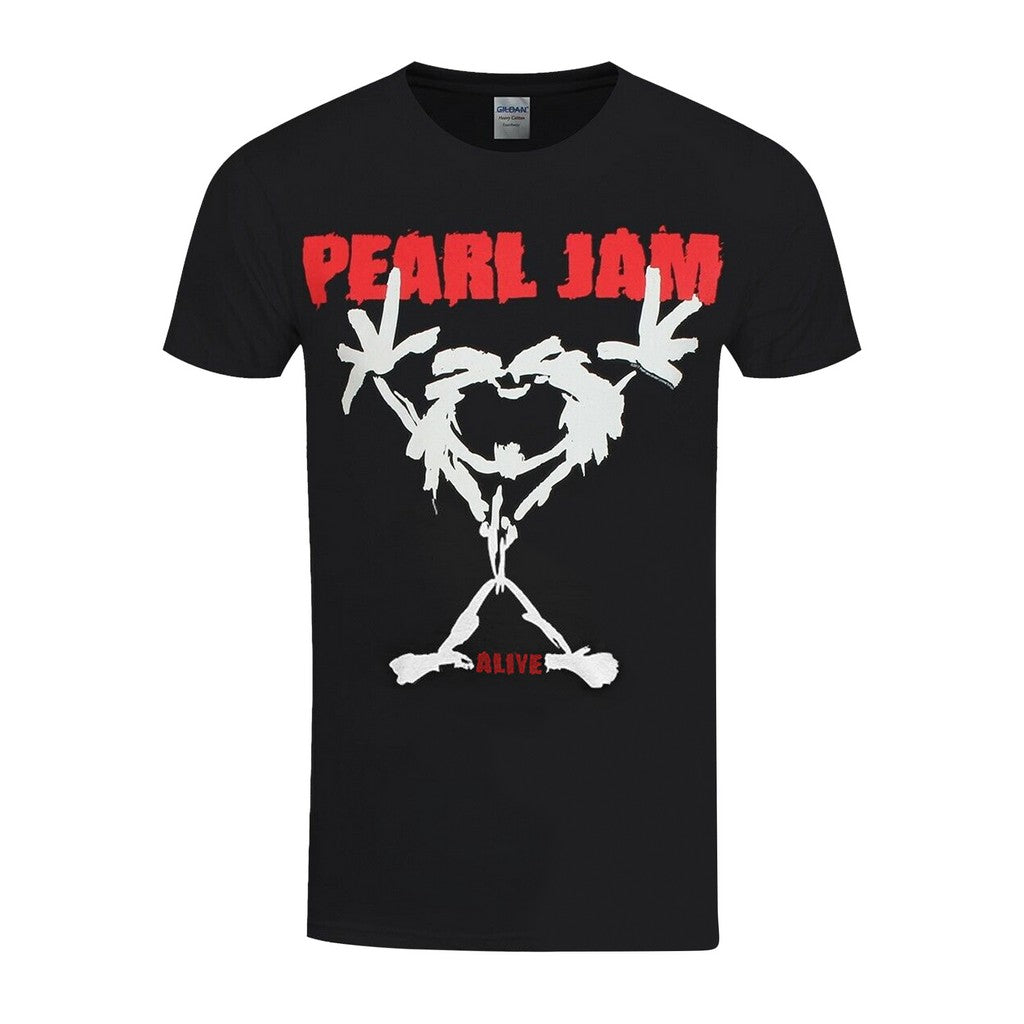 Black - Front - Pearl Jam Unisex Adult Stickman T-Shirt