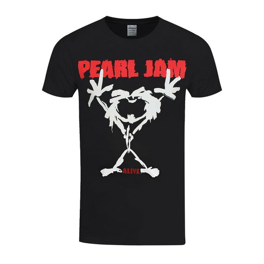 Black - Front - Pearl Jam Unisex Adult Stickman T-Shirt