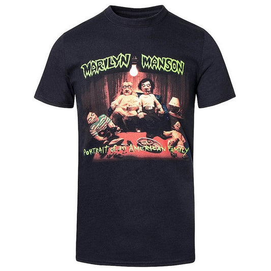 Black - Front - Marilyn Manson Unisex Adult American Family Cotton T-Shirt