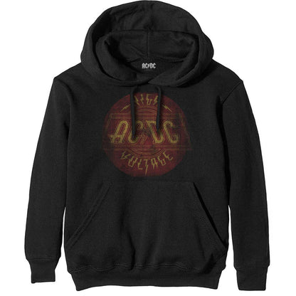 Black - Front - AC-DC Unisex Adult High Voltage Vintage Hoodie