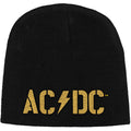 Black-Gold - Front - AC-DC Unisex Adult PWR-UP Logo Beanie