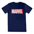 Navy Blue - Front - Marvel Comics Unisex Adult Box Logo Cotton T-Shirt