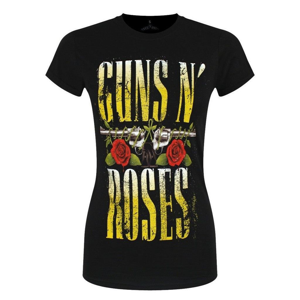 Black - Front - Guns N Roses Womens-Ladies Big Guns T-Shirt