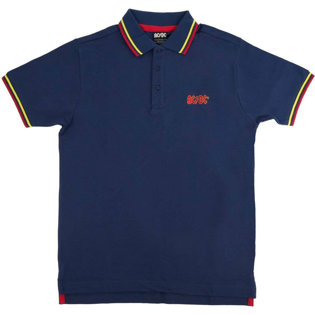 Navy Blue - Front - AC-DC Unisex Adult Classic Logo Polo Shirt
