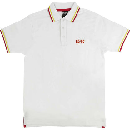 White - Front - AC-DC Unisex Adult Classic Logo Polo Shirt