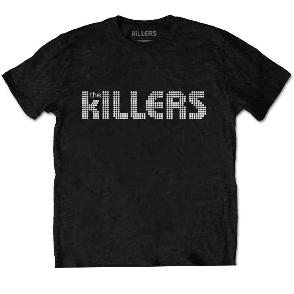 Black - Front - The Killers Unisex Adult Dotted Cotton Logo T-Shirt