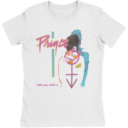 White - Front - Prince Womens-Ladies Take Me With U T-Shirt