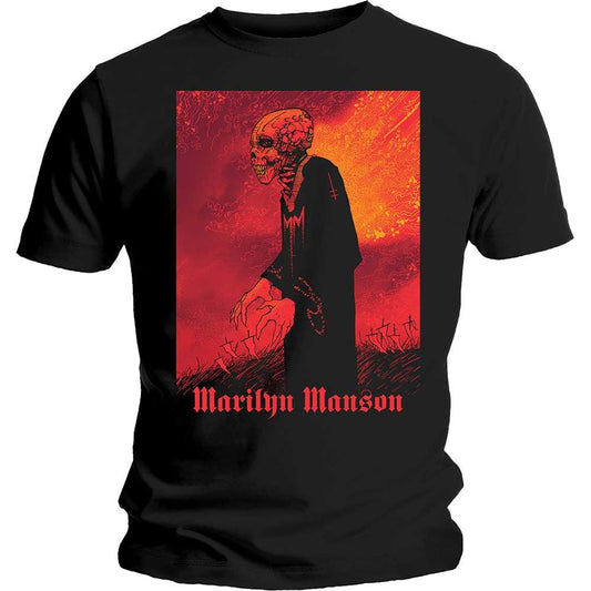 Black - Front - Marilyn Manson Unisex Adult Mad Monk Cotton T-Shirt