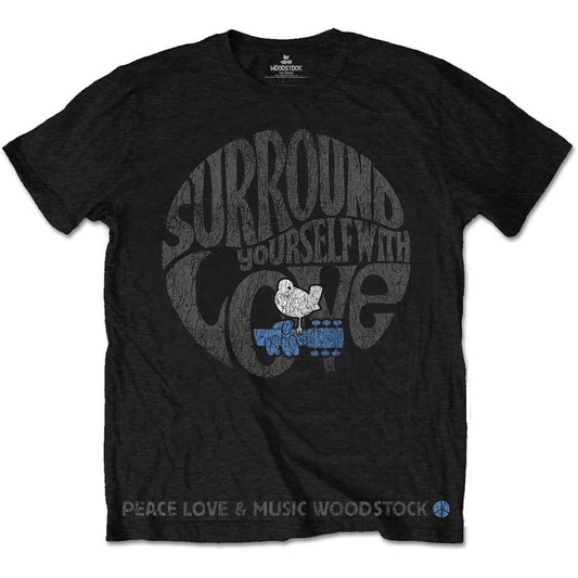 Black - Front - Woodstock Unisex Adult Surround Yourself Cotton T-Shirt