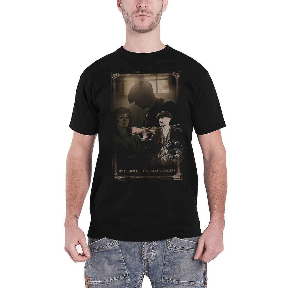Black - Front - Peaky Blinders Unisex Adult Shotgun T-Shirt