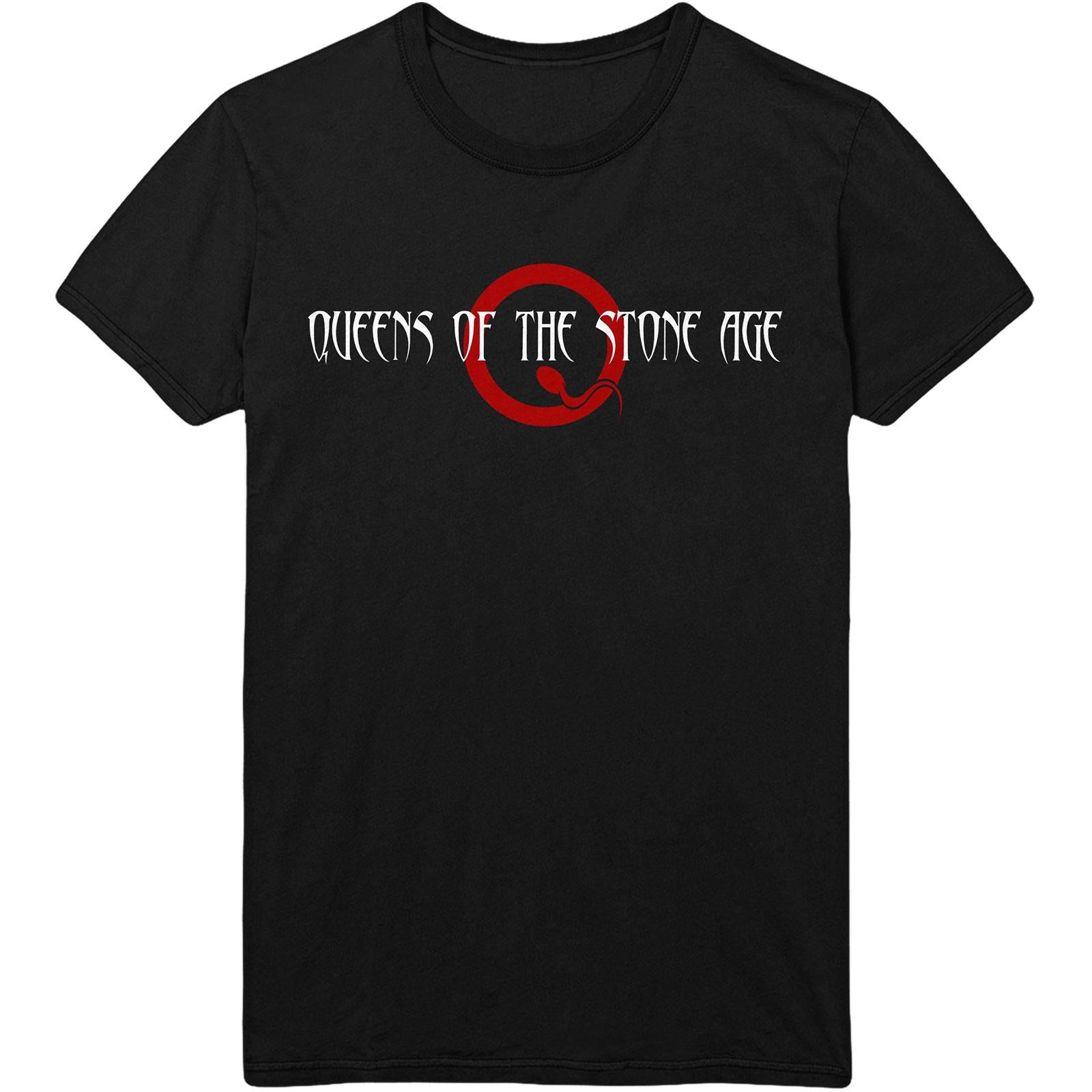 Black - Front - Queens Of The Stone Age Unisex Adult Text Cotton Logo T-Shirt