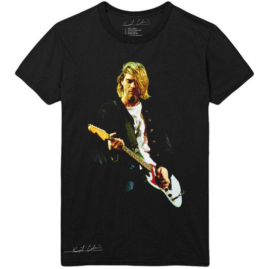 Black - Front - Kurt Cobain Unisex Adult Guitar Cotton T-Shirt