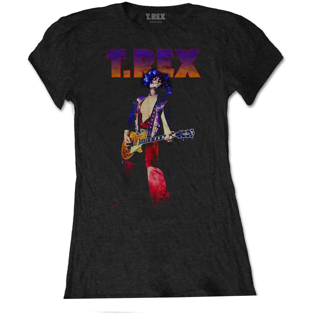 Black - Front - T-Rex Womens-Ladies Rockin´ Cotton T-Shirt