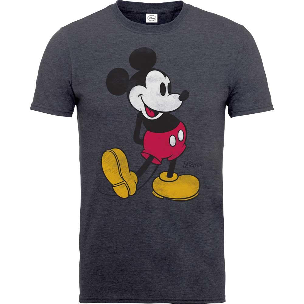 Grey - Front - Disney Unisex Adult Classic Kick Mickey Mouse Cotton T-Shirt