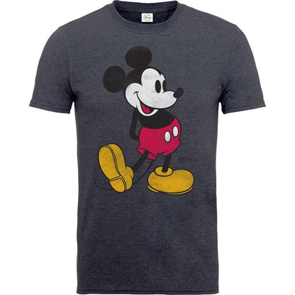 Grey - Front - Disney Unisex Adult Classic Kick Mickey Mouse Cotton T-Shirt