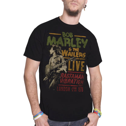 Black - Side - Bob Marley Unisex Adult Rastaman Vibration Tour 1976 Cotton T-Shirt