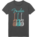 Charcoal Grey - Front - Fender Unisex Adult Triple Guitar Cotton T-Shirt